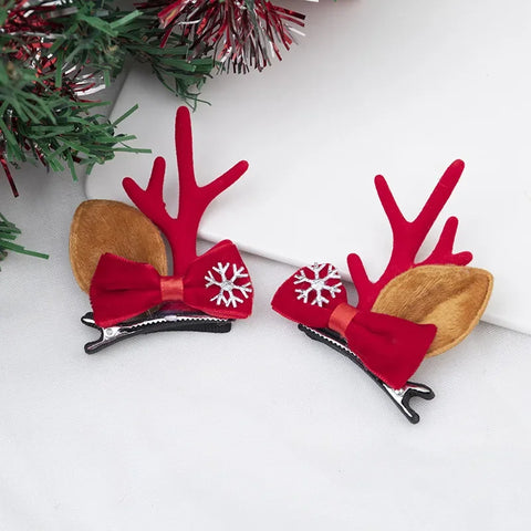 New Year Christmas Hair Pin Children Barrettes Bow Deer Santa Claus Christmas Headwear Girls Kids Hair Accessories