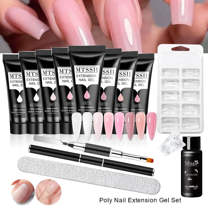 Mtssii 17PCS/Set 20ml Nail Extension Gel Set Builder UV Gel for Nails With 6W UV LED Lamp Nail Extension Tools Kit For Beginner