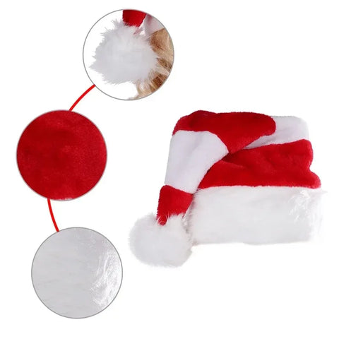 Christmas Hat for New Year, Snowman, Elk, Golden Velvet, Red and White Striped, Christmas Decorations, Adult Version