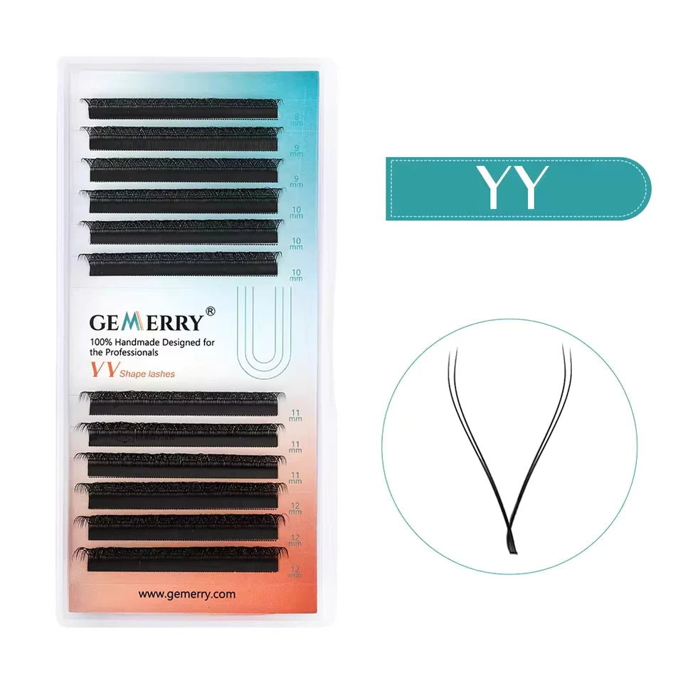 GEMERRY YY/3D/4D/5D/6D Shaped Natural Extension Eyelash Double Layers(3D/4D) Premade Volume W Shape Waterproof Fake Lashes
