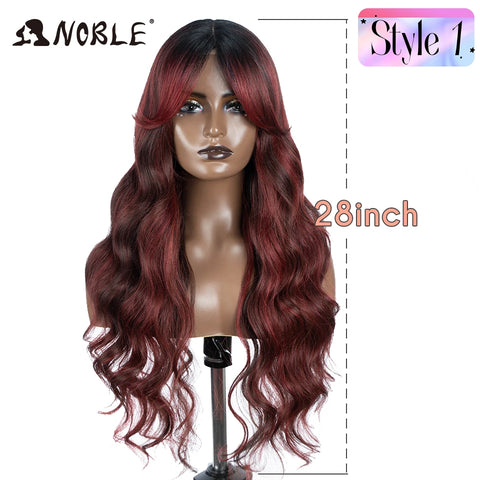 Noble Synthetic Lace Front Wig Long Wavy 36 " Body Wavy Side Part Lace Wig For Women Lace Front Wig Ombre Blonde Cosplay Wig