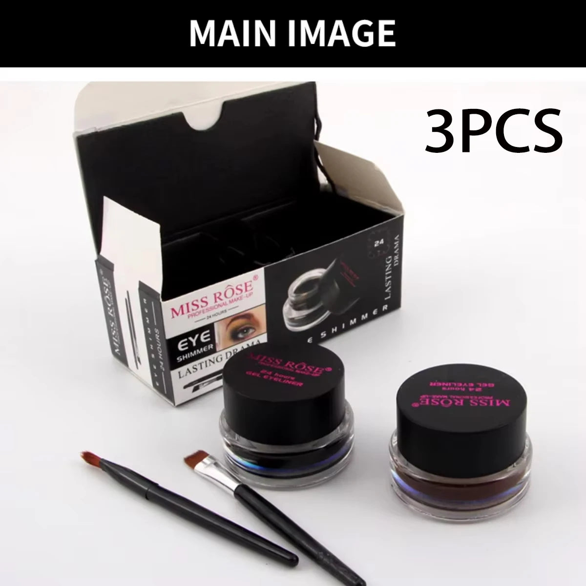 2 bottles of two-color eyeliner gel, durable color rendering, waterproof, non smudging, eyeliner cream with two brushes