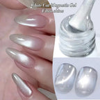 1-8pcs TC Flow Light White Cat Eye Gel Nail Polish Ultra Shine Soak Off UV Gel Mirror Glass Cat Magnet Gel Varnish Nail Supplies