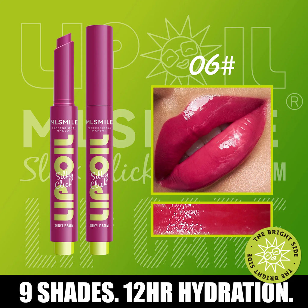 multicolor Silky Click Lip Care Hydrating Solid Lip Gloss with Radiant Mirror Shine, Effortless Press Long-Lasting