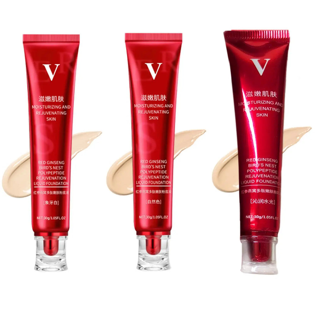 FV Red Upgrade Foundation Oil-control Waterproof Hydrating Makeup Base Cream Precious Luxury Herbal Extracts Concealer