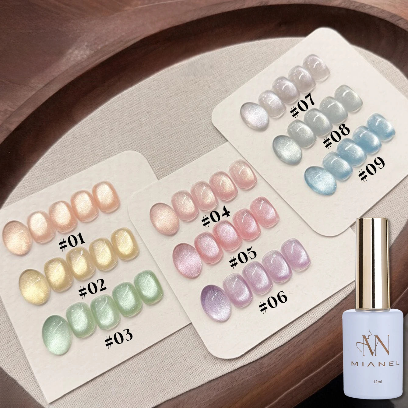 MIANEL 12ML 1-12pcs Jiannan Bistro Cat Eye Gel Nail Polish Blue Nails White Nails Pink Nails Nail Art Use Nail Supplies