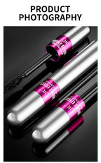 QIC Double Effect 4D Mascara Waterproof Long Curl Natural Thick Eyelash 2-in-1 Black Mascara with 2 Brush Heads