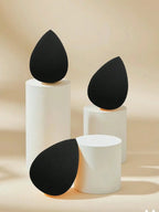 3pcs Black Egg Sponge Makeup Set, Liquid, Cream And Powder Flawless Beauty Sponges, Latex-Free And Vegan Makeup Blending Sponges