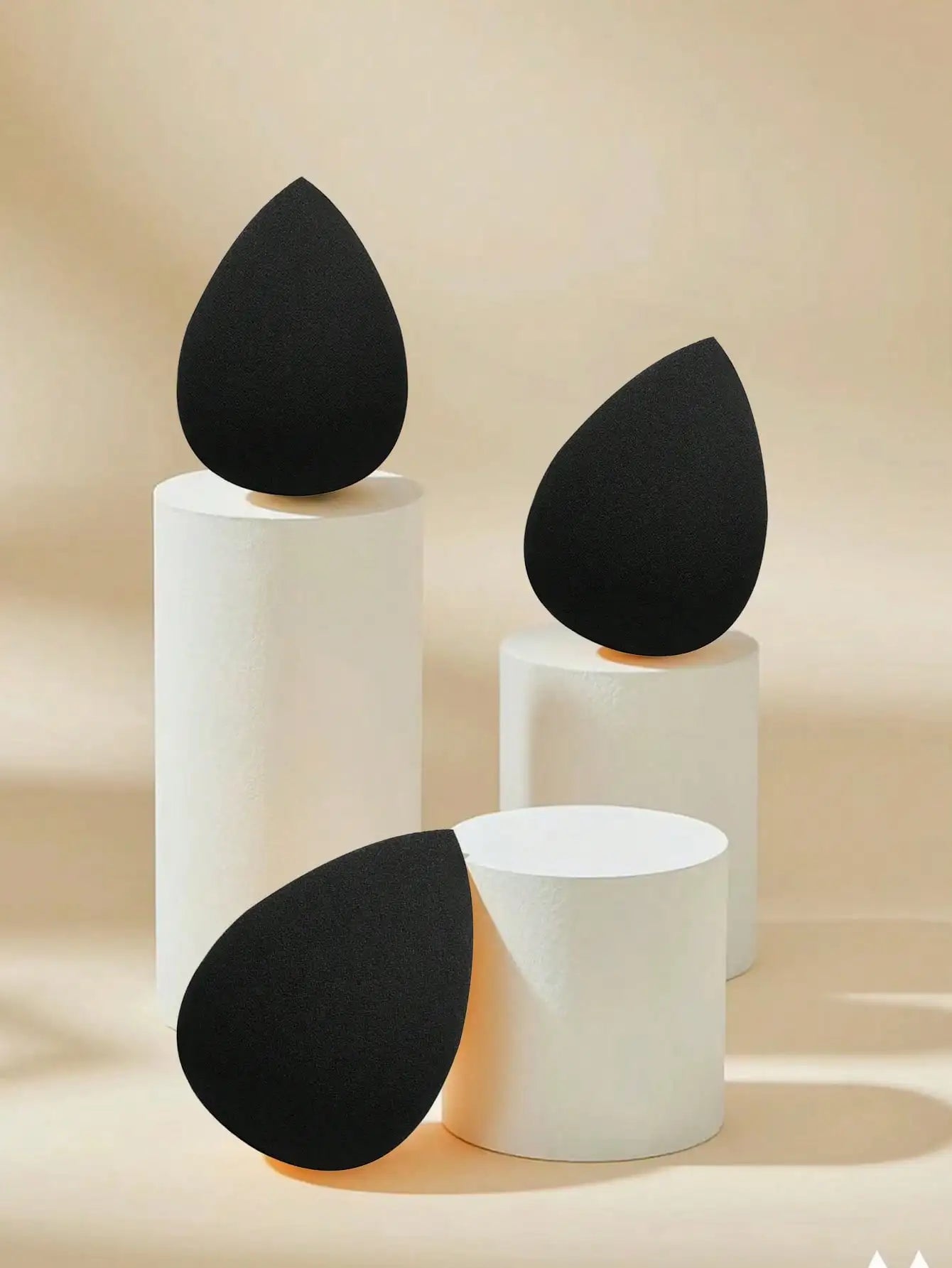 3pcs Black Egg Sponge Makeup Set, Liquid, Cream And Powder Flawless Beauty Sponges, Latex-Free And Vegan Makeup Blending Sponges