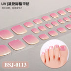 26Tips French Leopard Print UV Gel Toenail Sticker Bronzing Dye Gradient Cross-border Semi Baked Gel Nail Sticker UV Lamp Needed