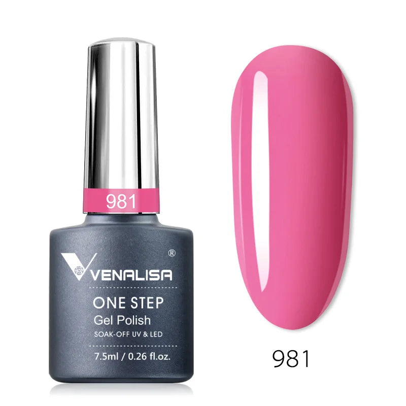 3 in 1 VENALISA  One Step Nail Gel Polish Full Coverage Gorgeous Color Soak off UV LED Nail Gel Varnish Nail Art Salon Lacquer