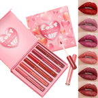 6Set Matte Lip Gloss AB two sets Not Stained with Cup Mouth Red Lip Gloss Moisturizing Long Lasting Not Easy To Fade Lip Gloss