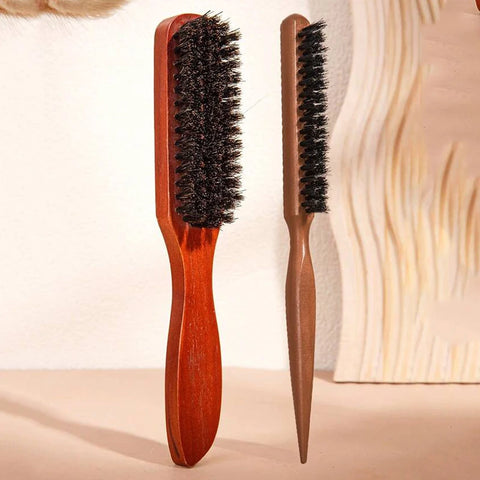 Hair Brushes With Bristles2pcs, Hair BrushBristles With Wooden Handle, ProfessionalHair Brushes For Home And Salon