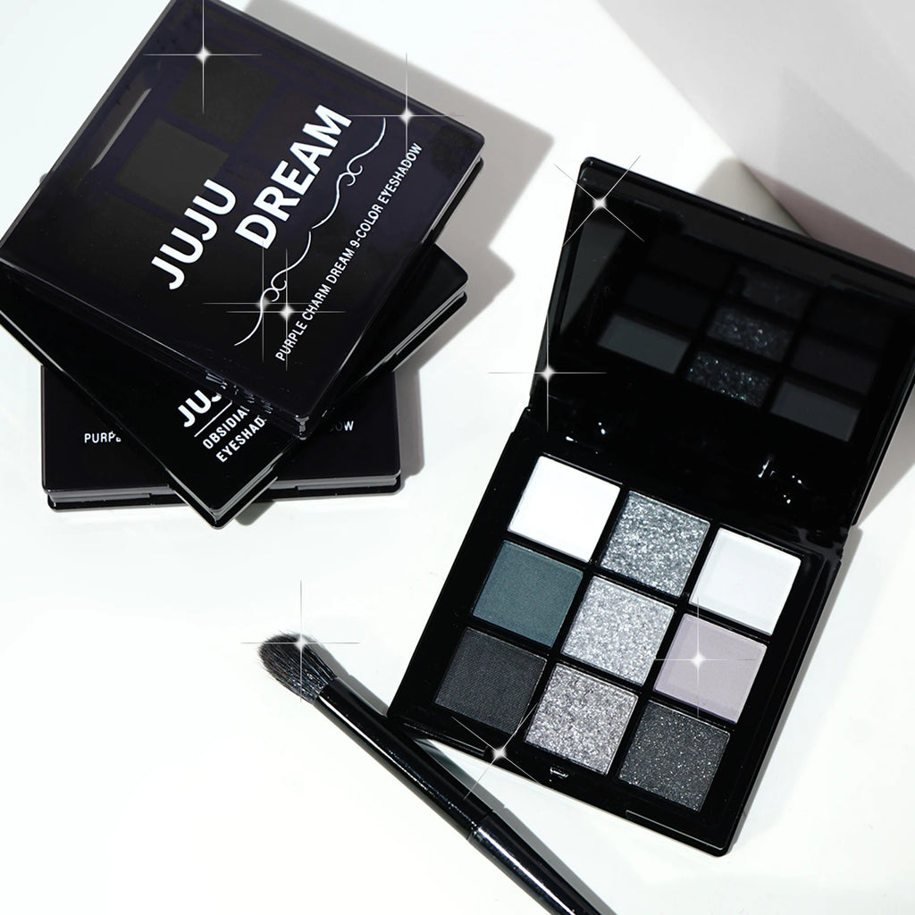 Nine-color eyeshadow palette Makeup Brush, gray-pink smoky makeup, matte pearlescent silkworm brightening makeup