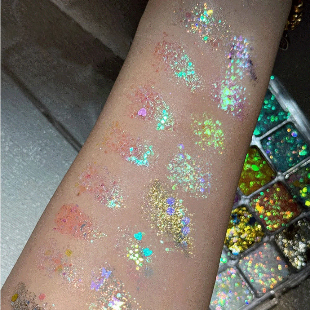 Sixteen-color sparkling magic eyeshadow palette, pearl matte bright ground color, Korean makeup eyeshadow stage performance