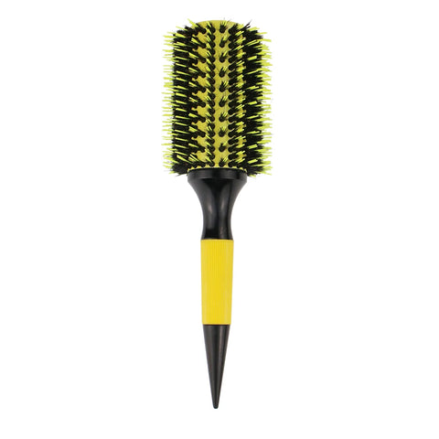 Gute Volumizing Roller Brush for Curls - Boar & Nylon Bristles, Non-Slip Handle (Yellow/Black) - Salon & Home Hair Styling Tool