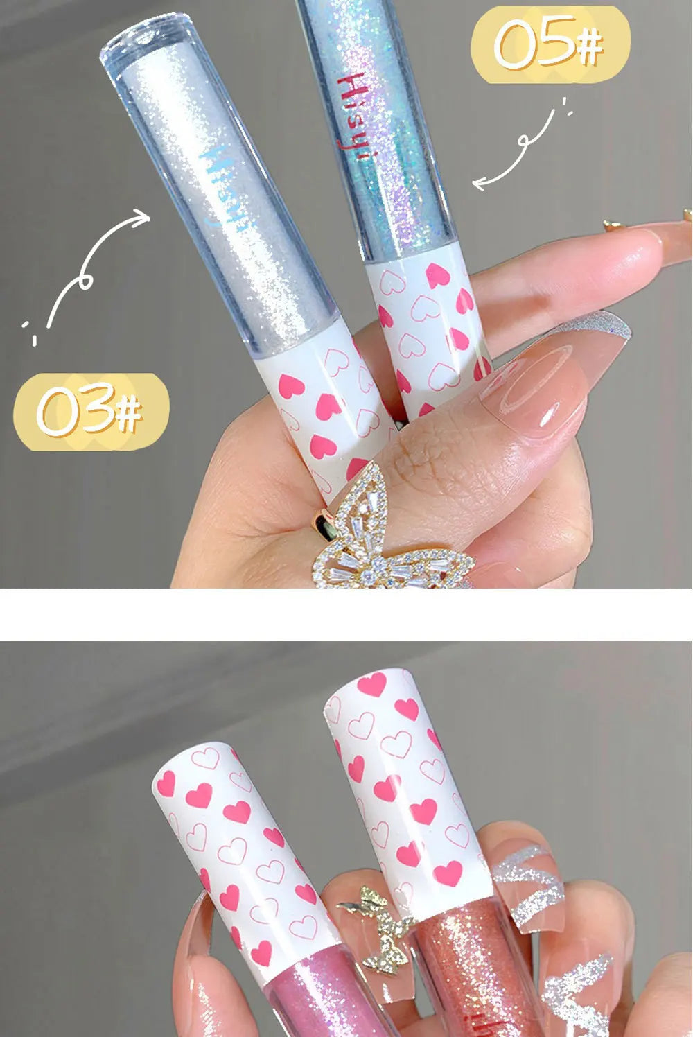 6 Colors Glitter Liquid Eyeshadow Waterproof Pearlescent Shiny Eye Shadow Highlighter Sequins Lying Silkworm Makeup Beauty Tool