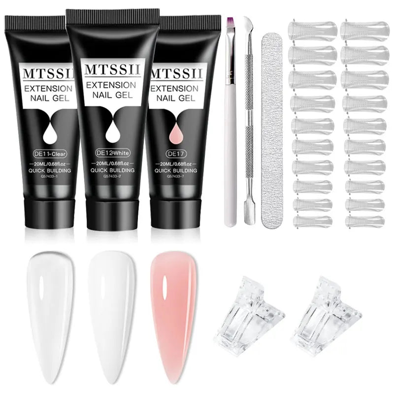 Mtssii 17PCS/Set 20ml Nail Extension Gel Set Builder UV Gel for Nails With 6W UV LED Lamp Nail Extension Tools Kit For Beginner