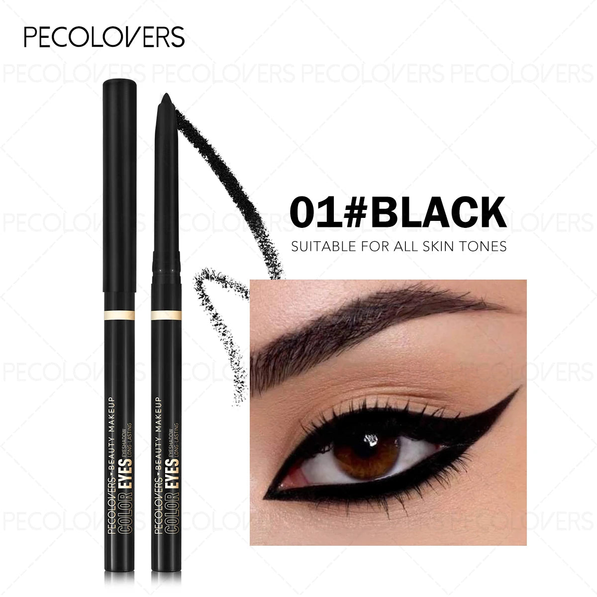 Long-Lasting Gel Black Eyeliner Pencil - Waterproof Matte Eye Makeup Tool with Quick-Drying