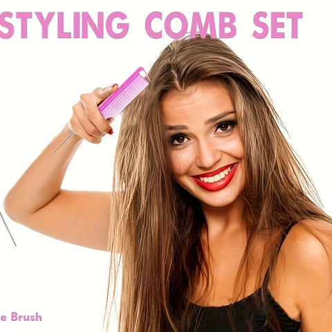 8-piece hair styling set, 6.76 oz spray bottle and nylon hair brush, mouse tail comb, edge control hair brush and hair tail tool