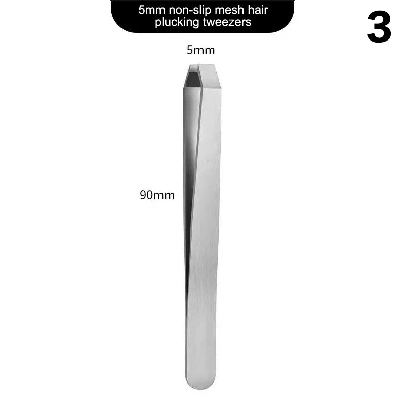 Durable Thickened Stainless Steel Tweezers for Beard Eyebrow Hair Removal Flat Tip Design Easy Grip Facial Hair Plucking Tool