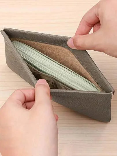 Custom Letters  Ladies Genuine Leather Ultra-thin New Minimalist Long Wallet With Automatic Closure makeup Lipstick Storage Bag