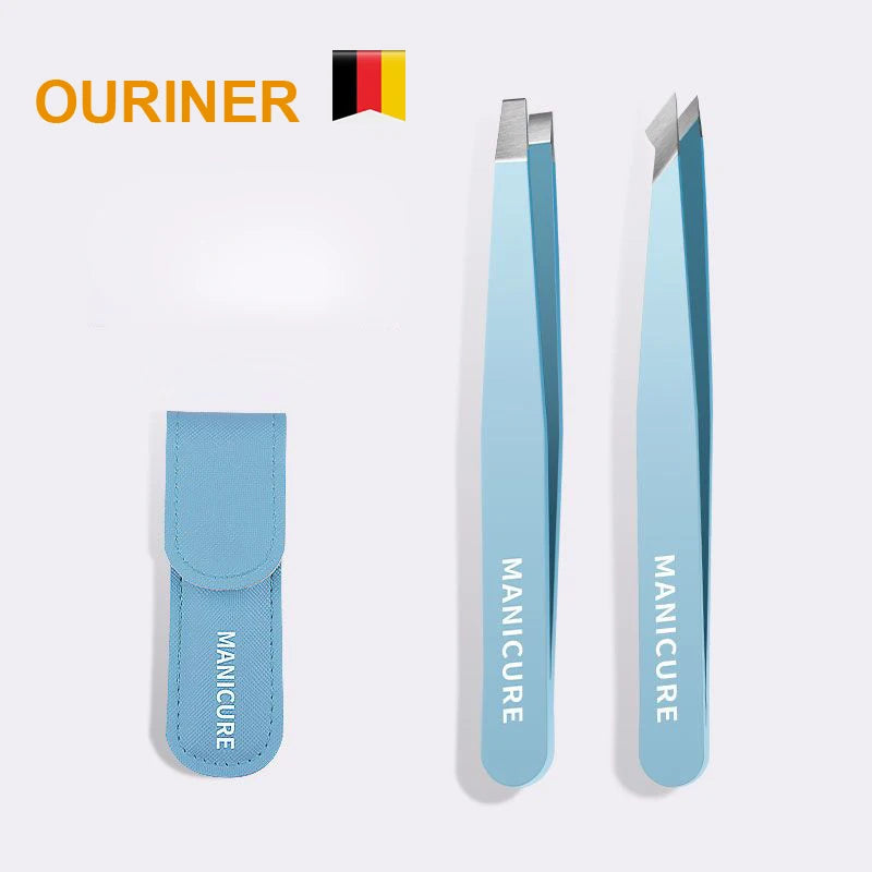 Precision Stainless Steel Tweezers For Eyebrow Hair Facial Hair Removal, Splinter, Blackhead Slant Tip Angle Tip Pointed Tip