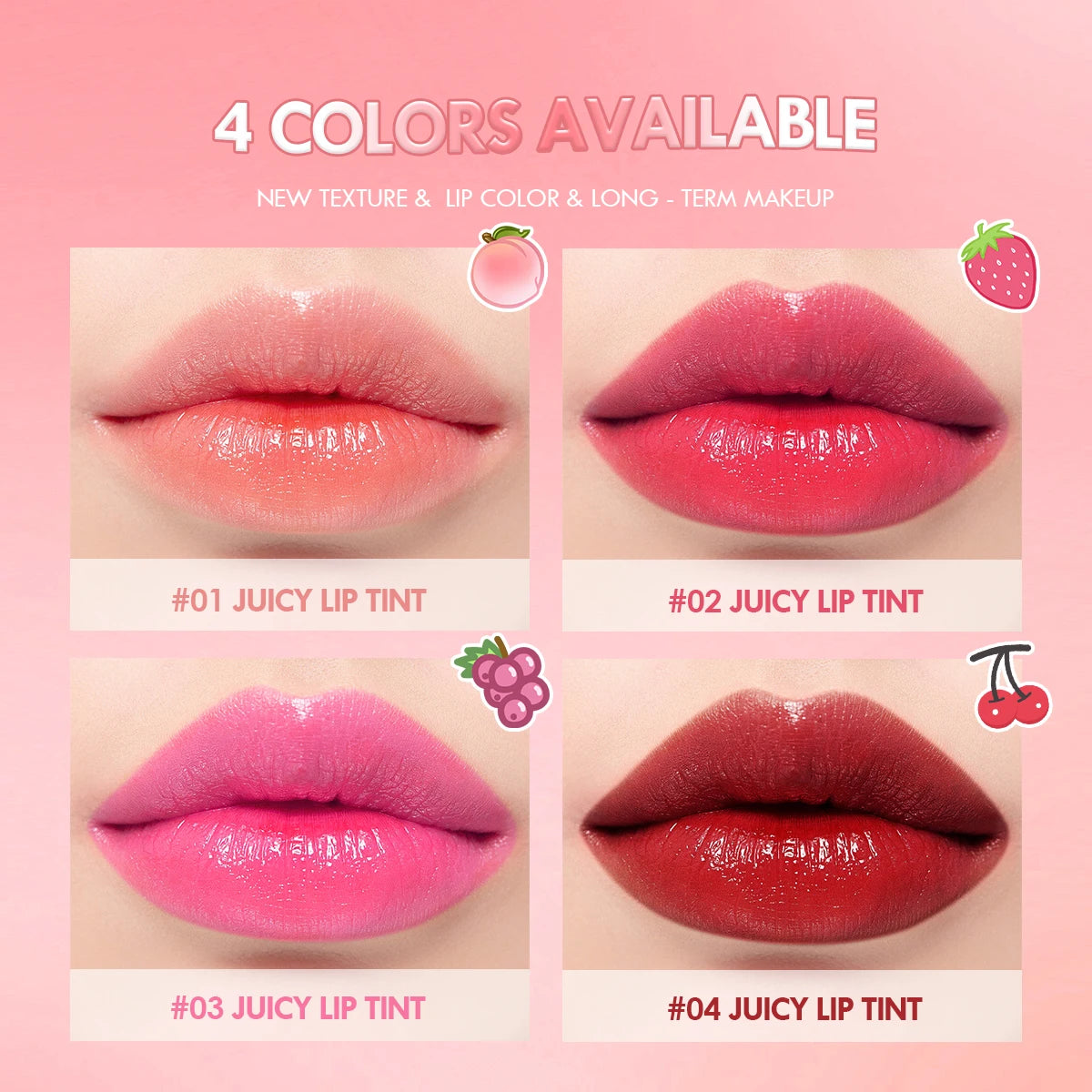 1PC Fruit Juice Lip Tint Non-stick Cup Liquid Lipstick and Blush 2 in1 Waterproof Smudge Proof Long Lasting Water Lip Stain