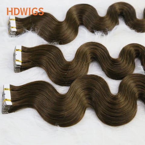Body Wave Tape in Human Hair Extensions for Women HDWIGS 100% Real Human Hair Wavy Tape in Hair Extension Human Hair Ombre 613#
