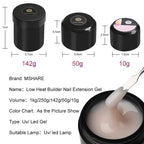 MSHARE Low Heat Milky Self Leveling Construction Gel for Nail Extension Medium Thick Natural Builder Reinforce UV Led Gel 142g