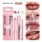 Waterproof Long Lasting Matte Black Lipstick Set Velvet Liquid Lip Gloss Lip Liner Set Red Stain Halloween Goth Makeup