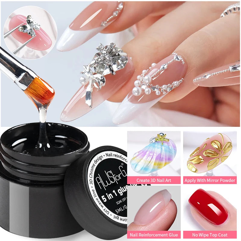 AWStorG 5ML Super Silver Metallic Gel Nail Polish Metal Effect Painting Gel Chromes Varnis Semi Permanent for Nail DIY
