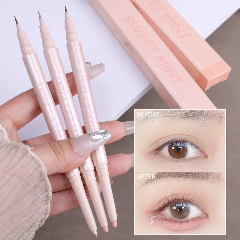 Sweetmint Mulitfuntiona Double Ended Lying Silkworm Pencil Highlighter Makeup Pen Nude Liquid Contour Liner Eye Brightener Stick