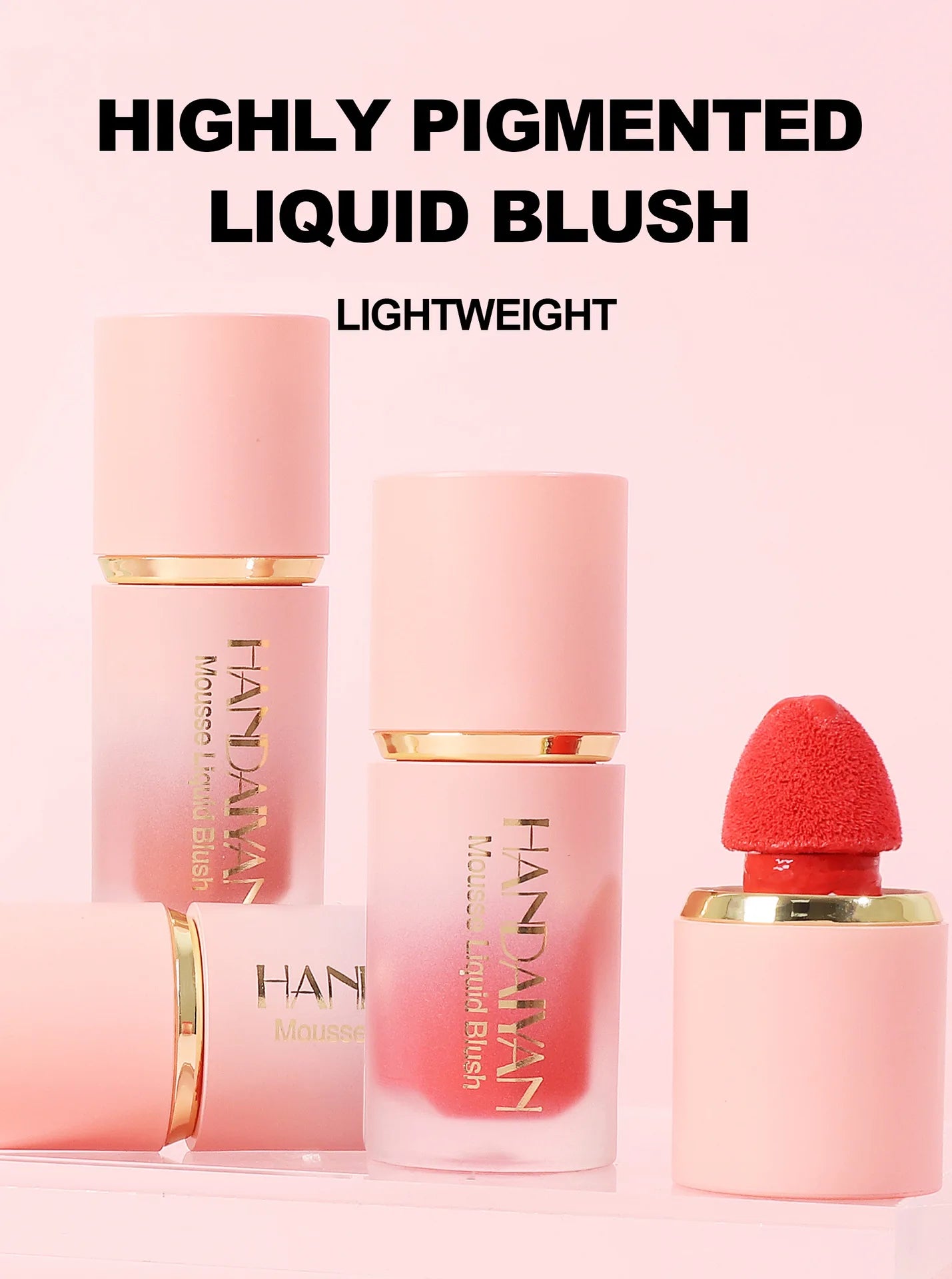 HANDAIYAN Liquid Blush Facial Matte Makeup Lasting Easy to Color Make Up Blusher With Sponge Brush Tip Velvet Rouge Cosmetics