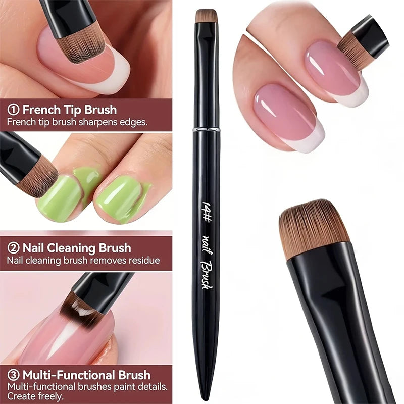 3 in 1 New French Nail Brush,with Multi-function Brush Head-Fine Nail Brush,Suitable for Gel and Acrylic Nails,Precise Cleaning