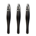 Zirconia Ceramic Pointed Tweezers Stainless Steel Tweezers with Slanted Tips Edges Eyebrows Beards Hair  Eyelash Tweezers