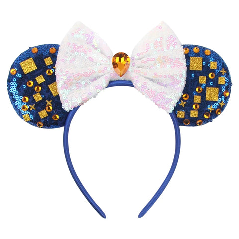 Disney Mickey 3.3"Velvet Ears Headband For Girls Soft Bow Hairband Halloween Festival Party Christmas DIY Hair Accessories