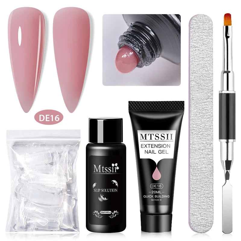 Mtssii 17PCS/Set 20ml Nail Extension Gel Set Builder UV Gel for Nails With 6W UV LED Lamp Nail Extension Tools Kit For Beginner