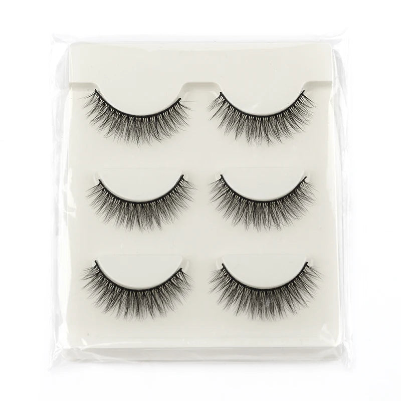 3/5 Pairs Hot Sale Natural Long 3D Mink Lashes Soft Short Faux Cils Handmade Fake Lashes Makeup Tool Eyelash Extension Maquiagem