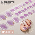 26Tips French Leopard Print UV Gel Toenail Sticker Bronzing Dye Gradient Cross-border Semi Baked Gel Nail Sticker UV Lamp Needed
