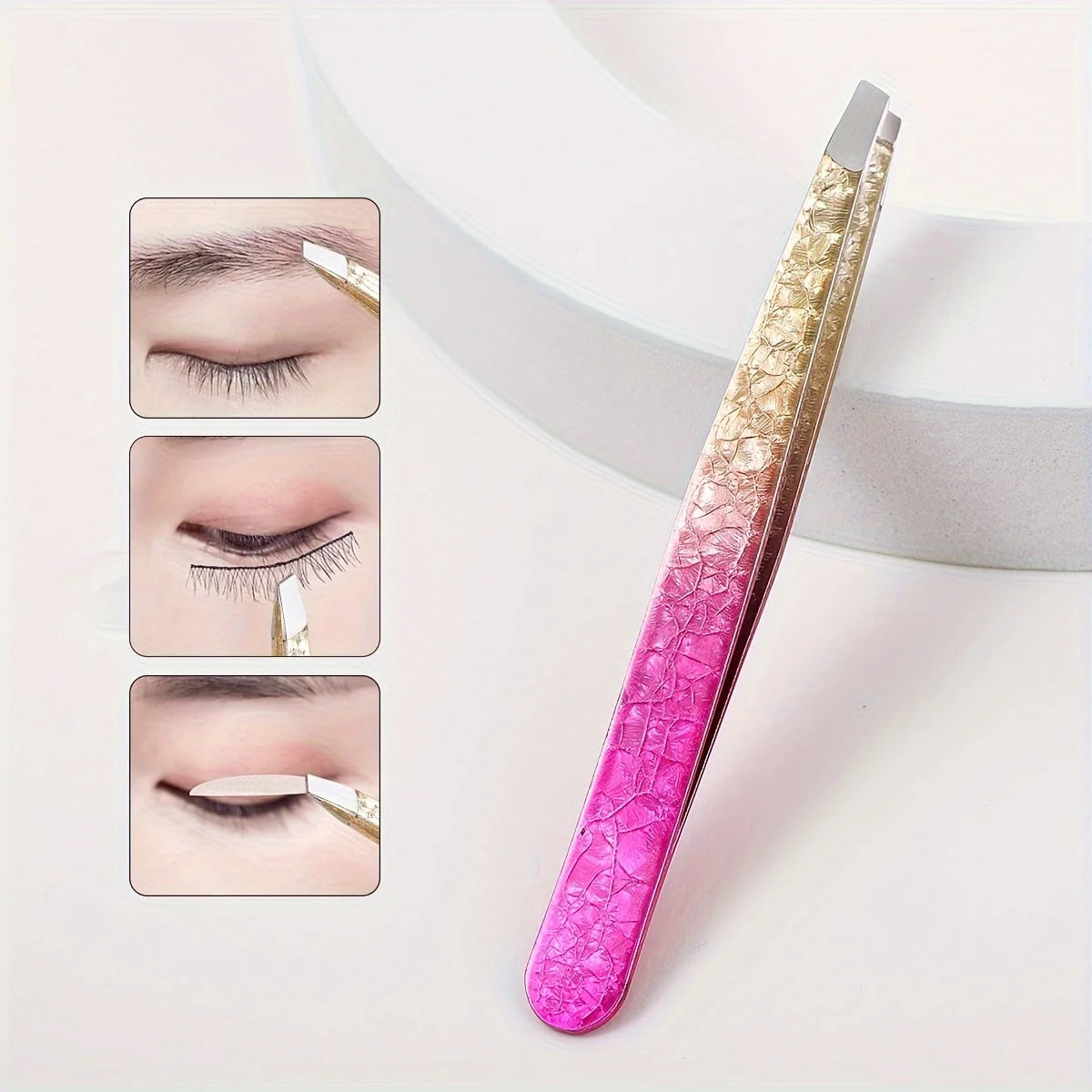 Gradient eyebrow tweezers, 1 stainless steel oblique precision eyebrow clip multifunctional plucking beard tweezers eye tool.