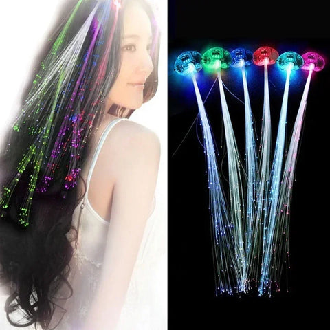 2 Pack LED Fiber Optic Glow Multicolor Hair Clips LED Hair Lights Christmas Decoration Neon Party