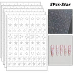 5Pcs Hollow Out Butterfly Nail Art Stencils Stickers Spray Painted Design Love Pattern Template Nail Decals Auxiliary Tools