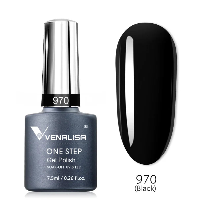 3 in 1 VENALISA  One Step Nail Gel Polish Full Coverage Gorgeous Color Soak off UV LED Nail Gel Varnish Nail Art Salon Lacquer