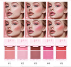 Cream & Powder Blush Matte 5Colors Dewy Rosy Blush Makeup Pan Long-lasting Wearing High Pigment Natural Matte Blush Cosmtics