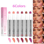 Cheek Blusher 6 colors Long-Lasting Cheek Stain All-Day Blendable Liquid Blush Long-Lasting Blush Sponge Applicator Cheek Makeup