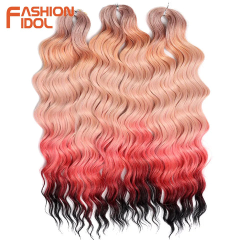 Anna Hair Synthetic Loose Deep Wave Braiding Hair Extensions 24 Inch Water Wave Braid Hair Ombre Blonde Twist Crochet Curly Hair