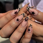 24pcs Brown French Leopard Print Press On Nails Stereo Pink Flower Designs Autumn False Nails Sweet Cool Almond Fake Nail Tips
