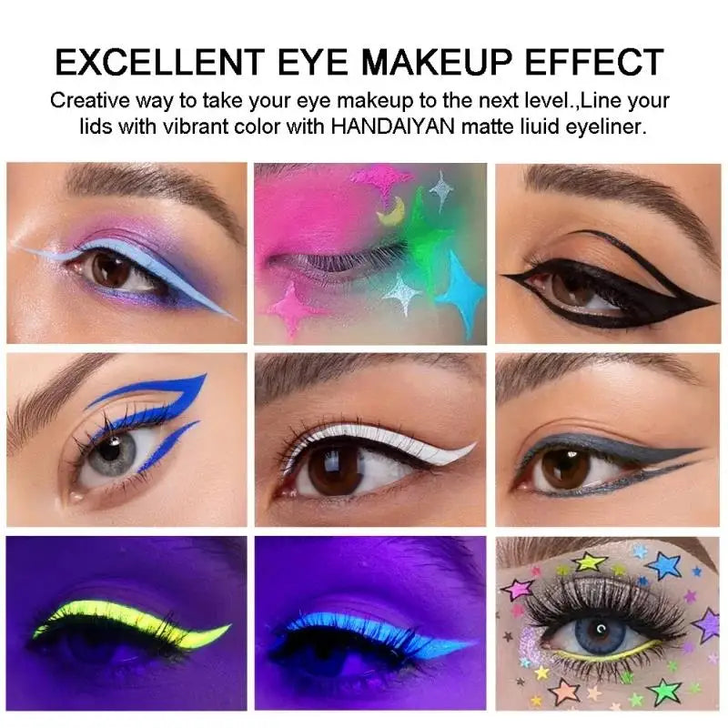 Waterproof Matte Liquid Eyeliner Long Lasting Quick Dry Non Smudging UV Luminous Gel Makeup for Smokey Eyes