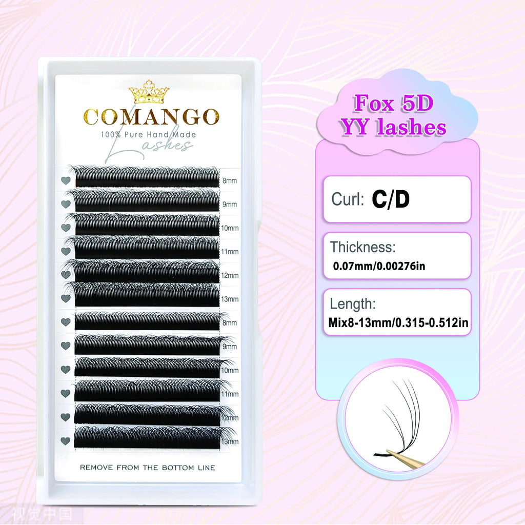 CoMango Fox 5D Shaped Eyelashes Mix8-13 Technological Fibers False Eyelashes Extension Promade Volume Fans Lash Cosmetics